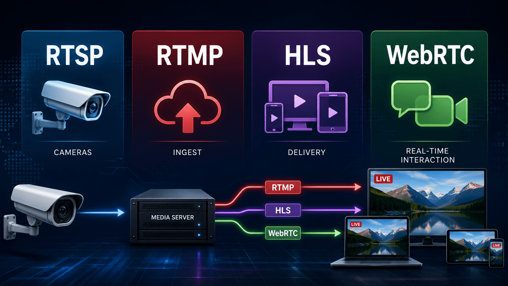 RTSP vs RTMP vs HLS vs WebRTC